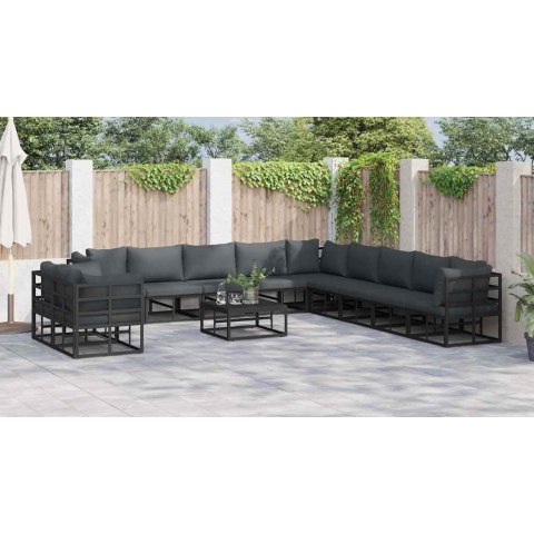 ZESTAW SOF NA OGRÓD Z PODUSZKĄ 11 PCS CZARNY ALUMINIUM