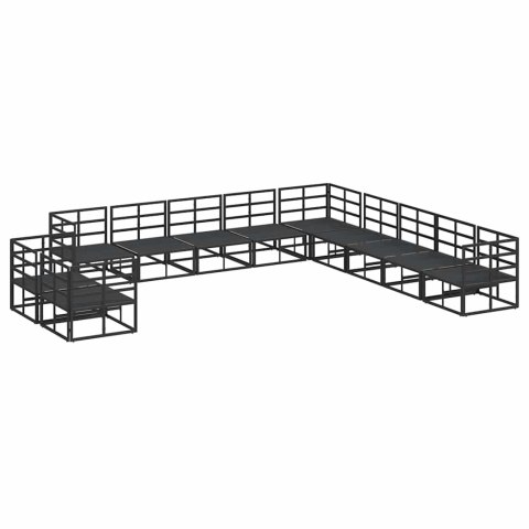 ZESTAW SOF NA OGRÓD Z PODUSZKĄ 11 PCS CZARNY ALUMINIUM
