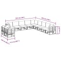 ZESTAW SOF NA OGRÓD Z PODUSZKĄ 11 PCS CZARNY ALUMINIUM