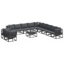 ZESTAW SOF NA OGRÓD Z PODUSZKĄ 12 PCS CZARNY ALUMINIUM