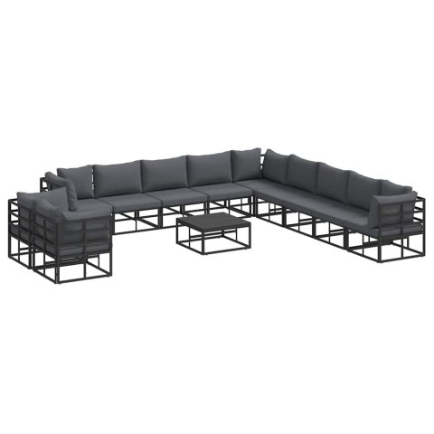 ZESTAW SOF NA OGRÓD Z PODUSZKĄ 12 PCS CZARNY ALUMINIUM