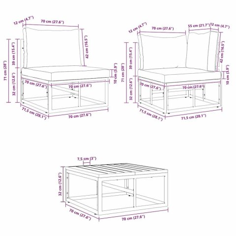 ZESTAW SOF NA OGRÓD Z PODUSZKĄ 12 PCS CZARNY ALUMINIUM