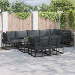 ZESTAW SOF NA OGRÓD Z PODUSZKĄ 9 PCS CZARNY ALUMINIUM