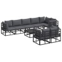 ZESTAW SOF NA OGRÓD Z PODUSZKĄ 9 PCS CZARNY ALUMINIUM