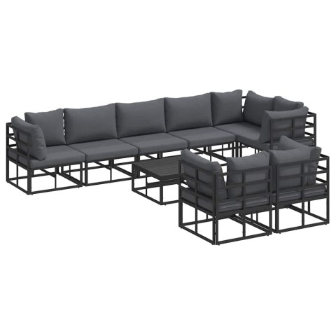 ZESTAW SOF NA OGRÓD Z PODUSZKĄ 9 PCS CZARNY ALUMINIUM
