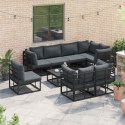 ZESTAW SOF NA OGRÓD Z PODUSZKĄ 9 PCS CZARNY ALUMINIUM