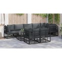 ZESTAW SOF NA OGRÓD Z PODUSZKĄ 9 PCS CZARNY ALUMINIUM