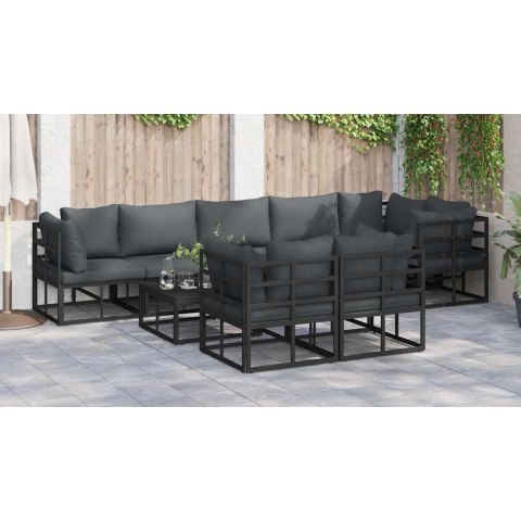 ZESTAW SOF NA OGRÓD Z PODUSZKĄ 9 PCS CZARNY ALUMINIUM