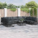 ZESTAW SOF NA OGRÓD Z PODUSZKĄ 9 PCS CZARNY ALUMINIUM