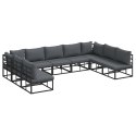 ZESTAW SOF NA OGRÓD Z PODUSZKĄ 9 PCS CZARNY ALUMINIUM