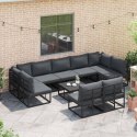 ZESTAW SOF NA OGRÓD Z PODUSZKĄ 9 PCS CZARNY ALUMINIUM