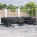 ZESTAW SOF NA OGRÓD Z PODUSZKĄ 9 PCS CZARNY ALUMINIUM