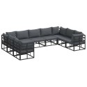 ZESTAW SOF NA OGRÓD Z PODUSZKĄ 9 PCS CZARNY ALUMINIUM