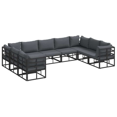 ZESTAW SOF NA OGRÓD Z PODUSZKĄ 9 PCS CZARNY ALUMINIUM
