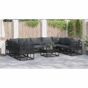 ZESTAW SOF NA OGRÓD Z PODUSZKĄ 9 PCS CZARNY ALUMINIUM