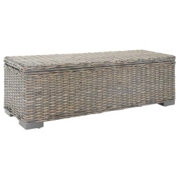 SKRZYNIA SZARA 110CM NATURALNY RATTAN KUBU I DREWNO MAHONIOWE