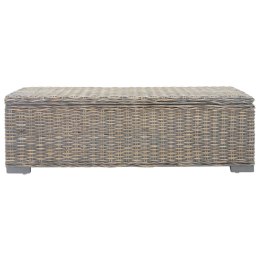 SKRZYNIA SZARA 110CM NATURALNY RATTAN KUBU I DREWNO MAHONIOWE