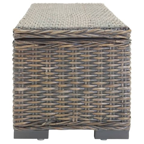 SKRZYNIA SZARA 110CM NATURALNY RATTAN KUBU I DREWNO MAHONIOWE