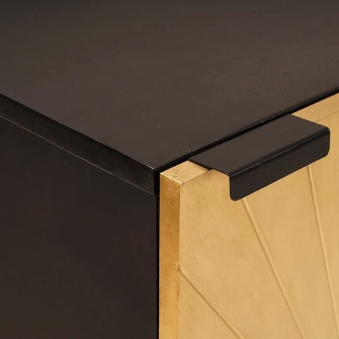 SZAFKA KOMODA Z PÓŁKĄ CZARNY I ZŁOTO 40 X33 X75CM LITE DREWNO MANGO