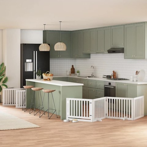 SKŁADANA BRAMKA DLA PSA Z DRZWIAMI 10 PANELI BIAŁA 800CM