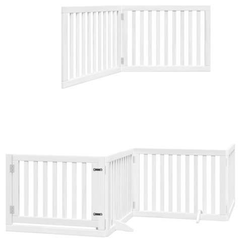 SKŁADANA BRAMKA DLA PSA Z DRZWIAMI 8 PANELI BIAŁA 640CM