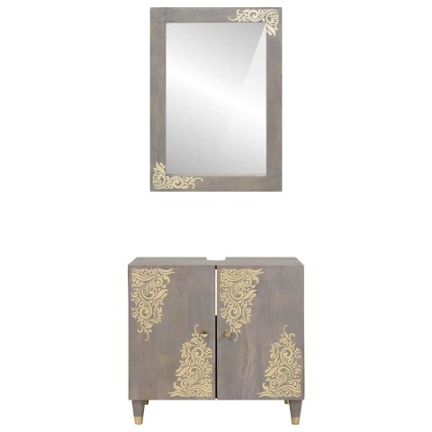 ZESTAW MEBLI ŁAZIENKOWYCH Z LUSTREM 2 SZT. SZARY 62X33X58CM