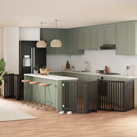 SKŁADANA BRAMKA DLA PSA Z DRZWIAMI 10 PANELI CZARNA 800CM