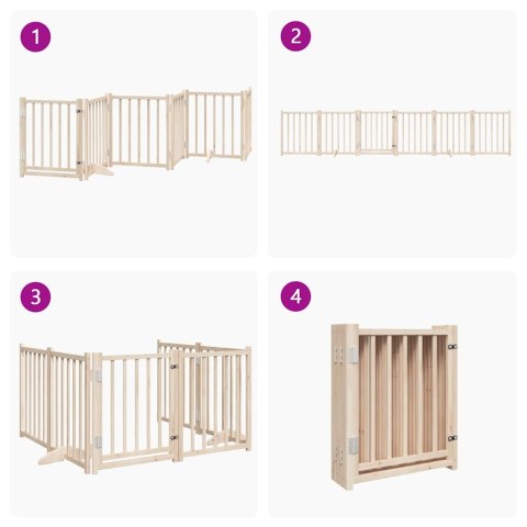 SKŁADANA BRAMKA DLA PSA Z DRZWIAMI 6 PANELI 300CM DREWNIANA