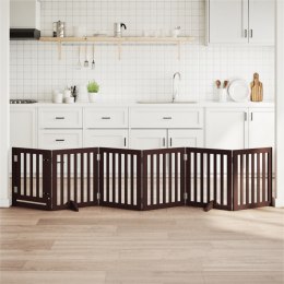 SKŁADANA BRAMKA DLA PSA Z DRZWIAMI 6 PANELI BRĄZ 300CM