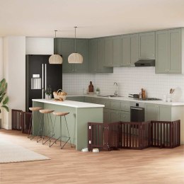 SKŁADANA BRAMKA DLA PSA Z DRZWIAMI 9 PANELI BRĄZOWA 450CM