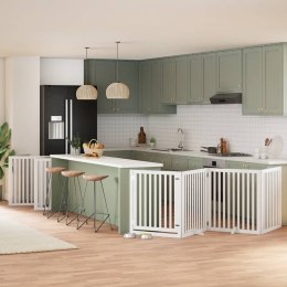 SKŁADANA BRAMKA DLA PSA Z DRZWIAMI 12 PANELI BIAŁA 960CM