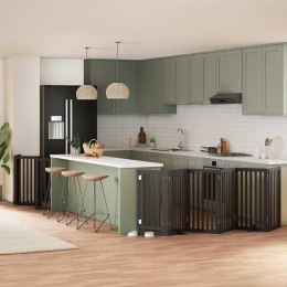 SKŁADANA BRAMKA DLA PSA Z DRZWIAMI 12 PANELI CZARNA 600CM