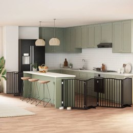 SKŁADANA BRAMKA DLA PSA Z DRZWIAMI 12 PANELI CZARNA 960CM