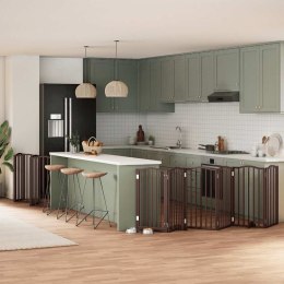 SKŁADANA BRAMKA DLA PSA Z DRZWIAMI 15 PANELI BRĄZOWA 750CM