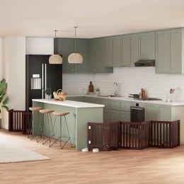 SKŁADANA BRAMKA DLA PSA Z DRZWIAMI 15 PANELI BRĄZOWA 750CM