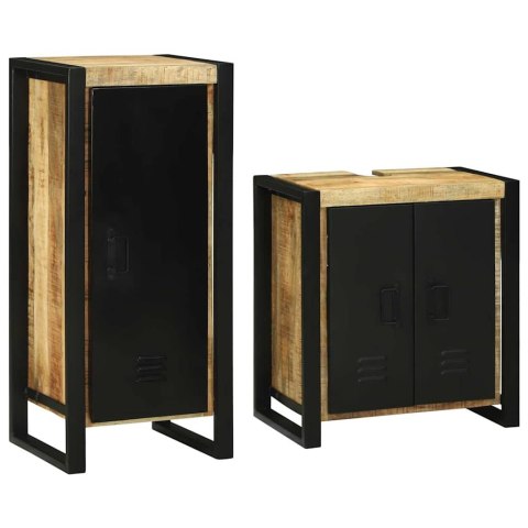 ZESTAW MEBLI ŁAZIENKOWYCH 2 SZT. BRĄZOWY DREWNO Z MANGO