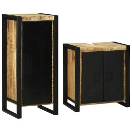 ZESTAW MEBLI ŁAZIENKOWYCH 2 SZT. BRĄZOWY DREWNO Z MANGO