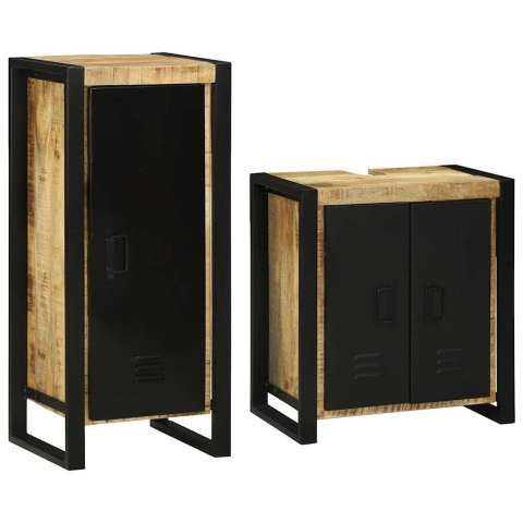 ZESTAW MEBLI ŁAZIENKOWYCH 2 SZT. BRĄZOWY DREWNO Z MANGO