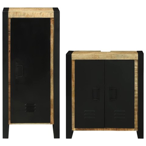 ZESTAW MEBLI ŁAZIENKOWYCH 2 SZT. BRĄZOWY DREWNO Z MANGO