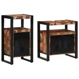 ZESTAW MEBLI ŁAZIENKOWYCH 2 SZT. BRĄZOWY LITE DREWNO Z ODZYSKU