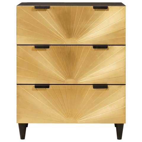 BUFET 2 SZT. CZARNY I ZŁOTO 60X33X75CM LITE DREWNO MANGO