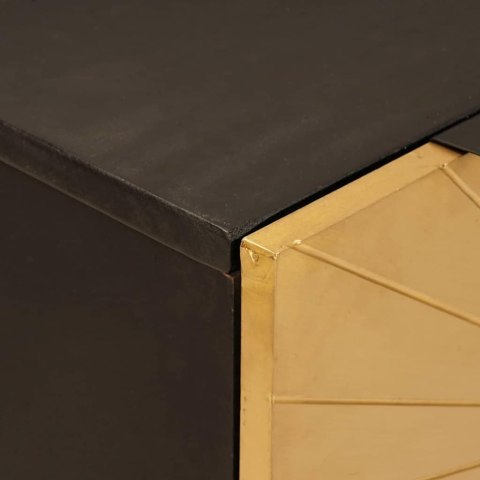 BUFET 2 SZT. CZARNY I ZŁOTO 60X33X75CM LITE DREWNO MANGO