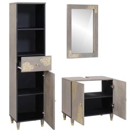 ZESTAW MEBLI ŁAZIENKOWYCH Z LUSTREM 3 PCS SZARY 62X33X58CM