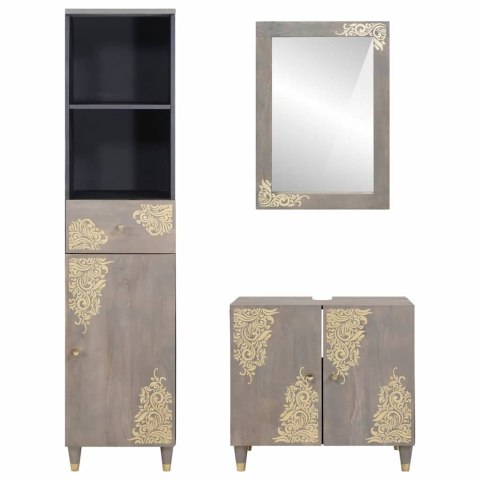ZESTAW MEBLI ŁAZIENKOWYCH Z LUSTREM 3 PCS SZARY 62X33X58CM