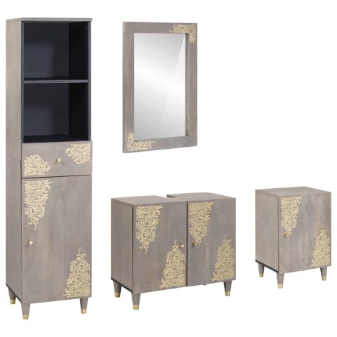 ZESTAW MEBLI ŁAZIENKOWYCH Z LUSTREM 4 PCS SZARY 62X33X58CM