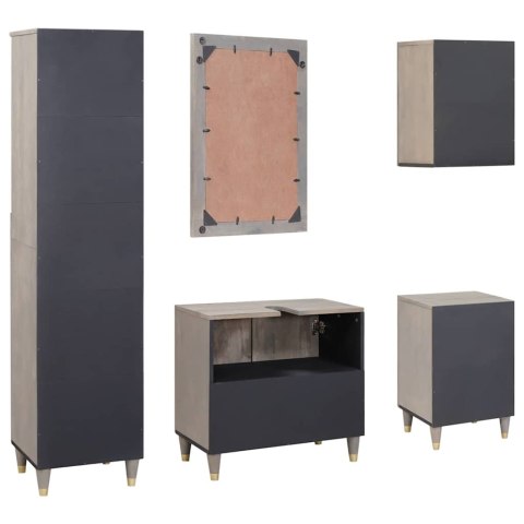 ZESTAW MEBLI ŁAZIENKOWYCH Z LUSTREM 5 SZT. SZARY 62X33X58CM