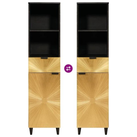 SZAFKA ŁAZIENKOWA Z SZUFLADĄ CZARNY I ZŁOTO 38X33X160CM