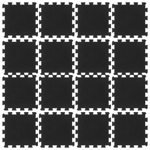 PODŁOGOWE MATY GUMOWE 16 SZT. CZARNE 16MM 30X30CM