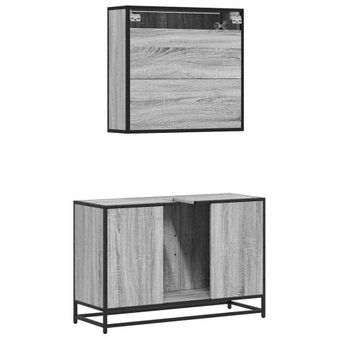 2-CZĘŚCIOWY ZESTAW MEBLI ŁAZIENKOWYCH SZARY DĄB SONOMA