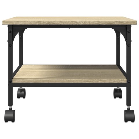 STOJAK NA DRUKARKĘ NA KÓŁKACH 2-POZIOMOWY DĄB SONOMA 50X40X38CM LOFT